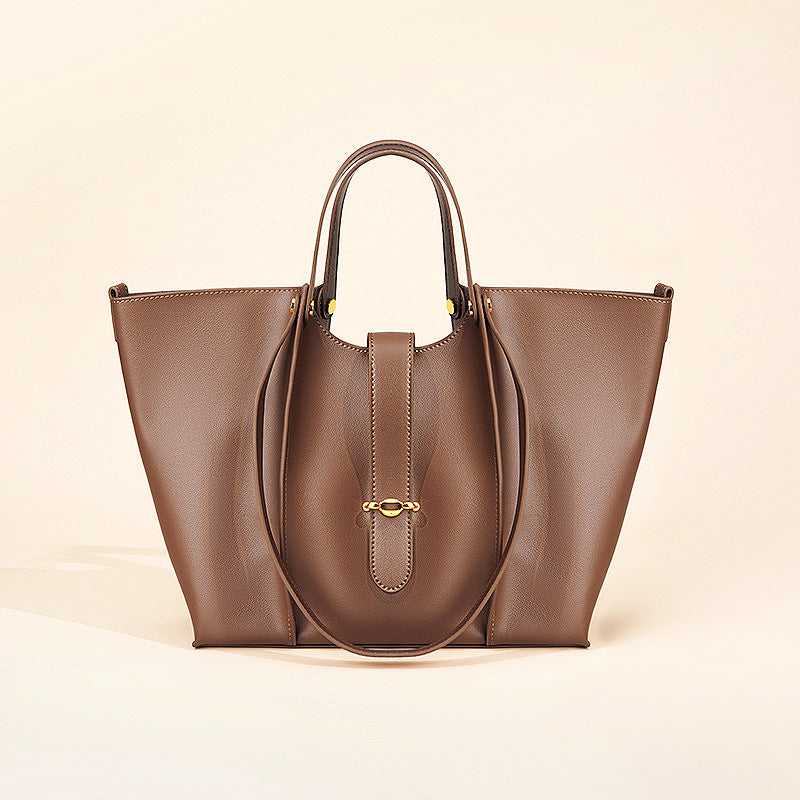 Genuine Cowhide Niche Tote Bag for Women, New Versatile Large Capacity Commute Shoulder Top Handle Handbag, Premium Everyday Purse for Ladies