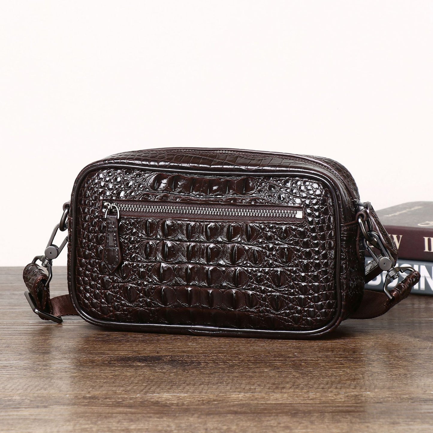 New Arrival Croc-Effect Small Shoulder Bag for Men, A Minimalist Versatile Casual Crossbody Backpack with Urban Simple Style, Perfect Everyday Bag