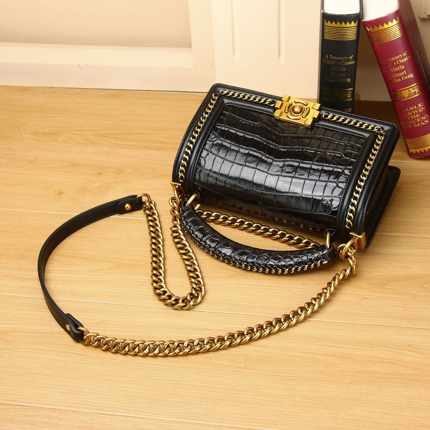 New Arrival Croc-Effect Genuine Leather Bag for Stylish Moms, A Versatile Lightweight Shoulder Crossbody Handbag with Fashionable Commuter Design