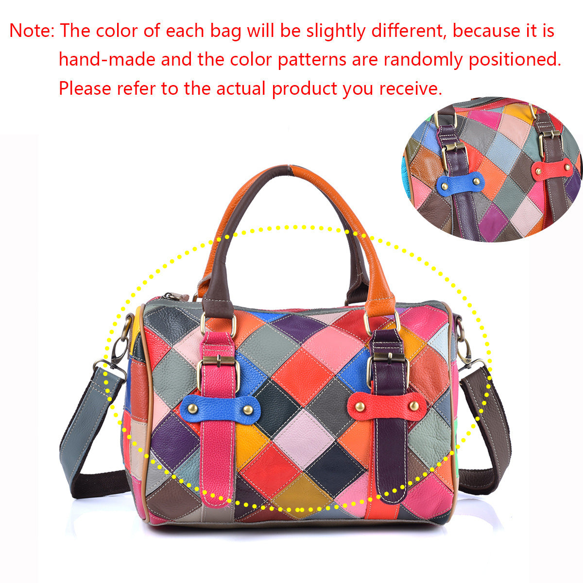 Colorful Plaid Patchwork Genuine Cowhide Bag, Trendy Versatile Top Handle Crossbody Shoulder Purse, Stylish Handbag for Women