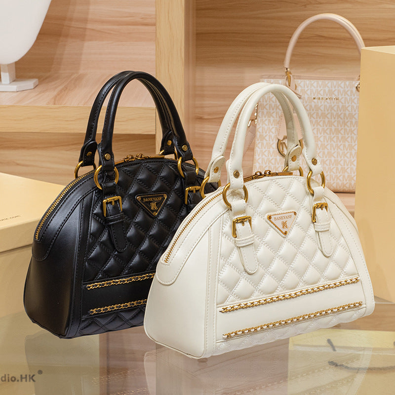 Genuine Leather Quilted Square Bag for Women, New Summer Niche Premium Chain Shoulder Crossbody Underarm Purse, Trendy Handbag for Ladies