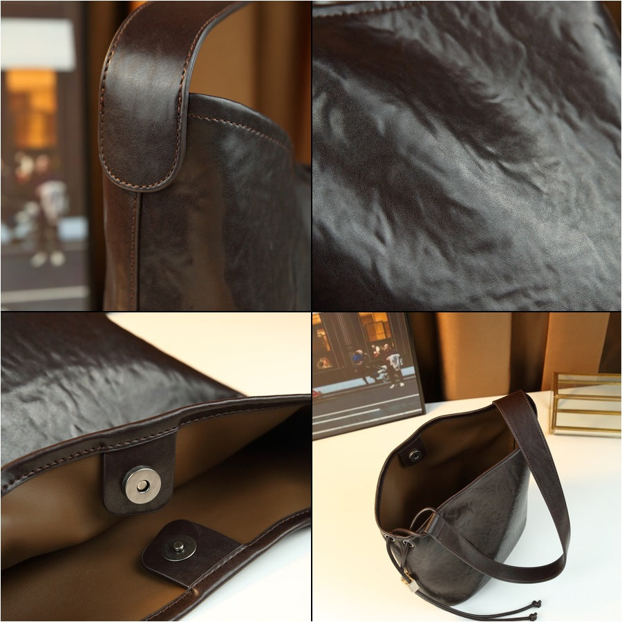 Korean Style Minimalist Shoulder Crossbody Bag for Women with Detachable Inner Pouch, Versatile Large Capacity Commuter Purse