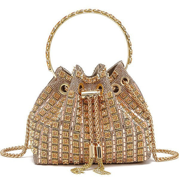 New Rhinestone Evening Top-Handle Bag for Women, Fashionable Crystal-Studded Shoulder Crossbody Purse, Stylish Handbag with Sparkly Design
