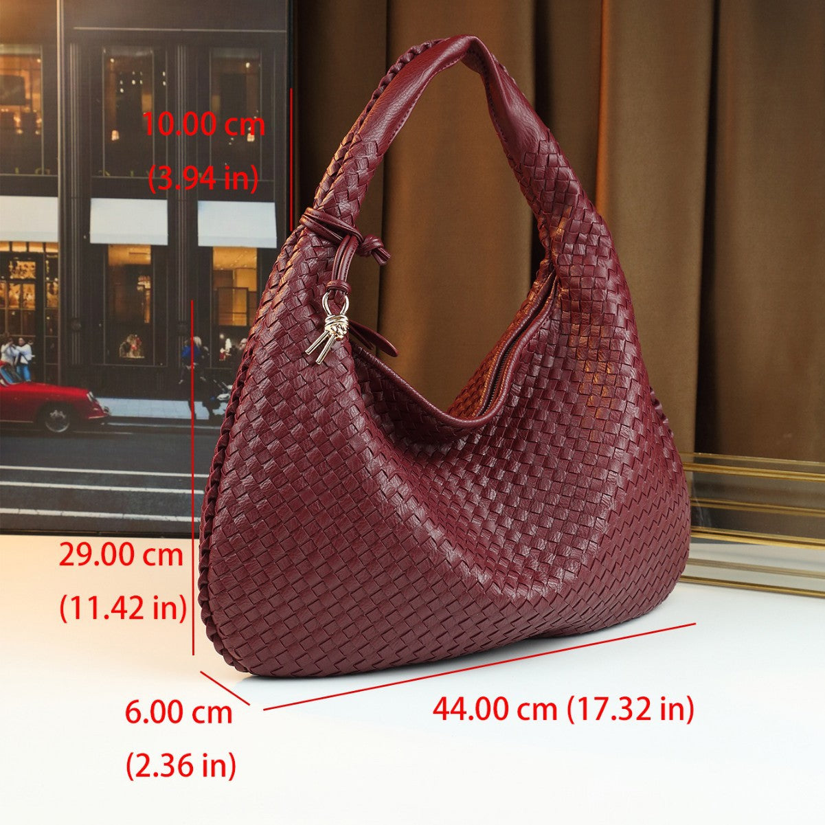 Handwoven Dumpling Bag for Women Vintage European Style Shoulder Underarm Handbag, Large Capacity Casual Purse with Artisan Texture