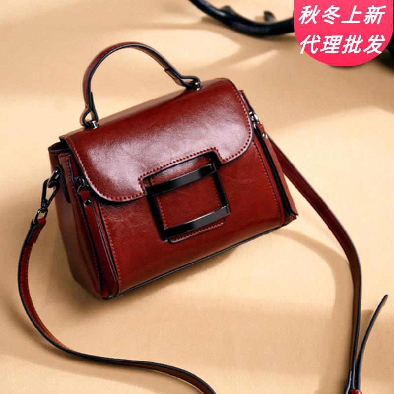 Genuine Leather Vintage Top Handle Handbag for Women, New Fashionable Shoulder Crossbody Purse, Trendy Bag for Ladies