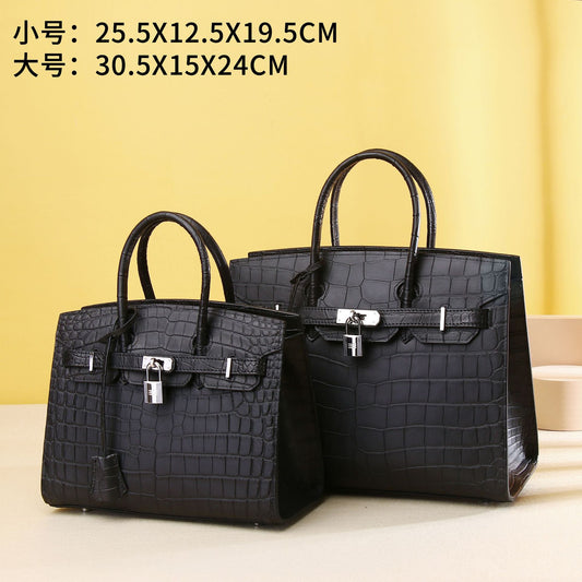 Elegant Matte Croc-Embossed Birkin-Inspired Tote Bag for Women, Classic High-End Shoulder Crossbody Handbag with Premium Matte Finish, Versatile Everyday Purse