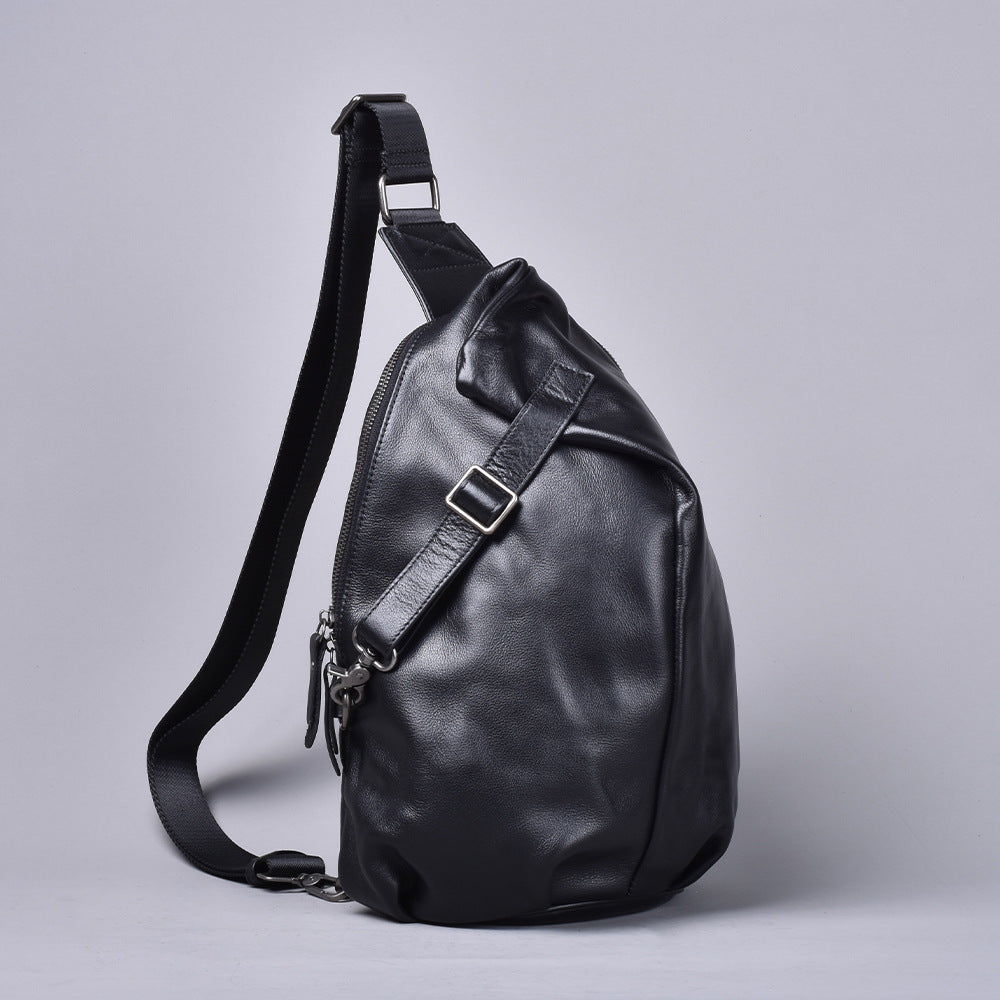Premium Handcrafted Top-Layer Cowhide Leather Chest Bag for Men | Vintage Style Cross-Body Shoulder Pack with Large Spacious Interior | High-End Casual Sling Bag for Daily Commute, Travel & Outdoor Adventures | Durable & Stylish Genuine Leather Acces