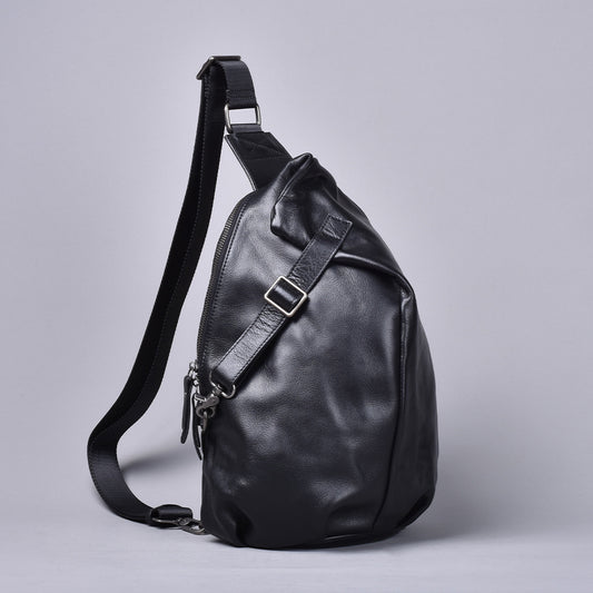 Premium Handcrafted Top-Layer Cowhide Leather Chest Bag for Men | Vintage Style Cross-Body Shoulder Pack with Large Spacious Interior | High-End Casual Sling Bag for Daily Commute, Travel & Outdoor Adventures | Durable & Stylish Genuine Leather Acces