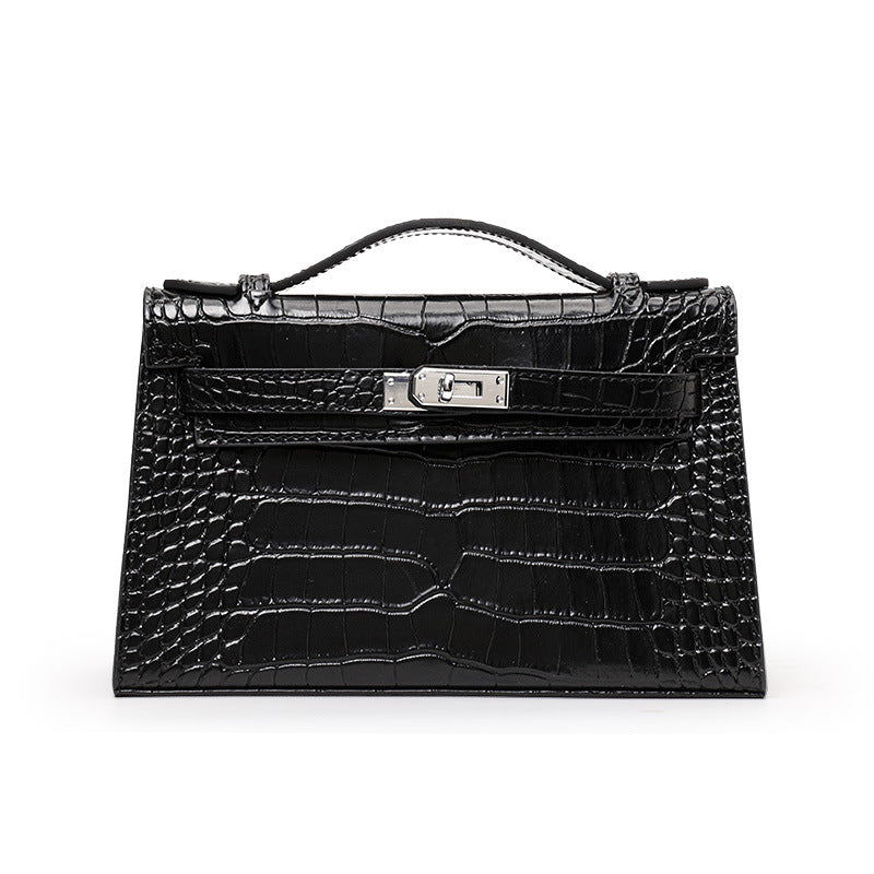 Genuine Leather Red Crocodile-Embossed Kelly-Style Handbag for Women, New Premium Shoulder Crossbody Top Handle Purse, Chic Bag for Ladies