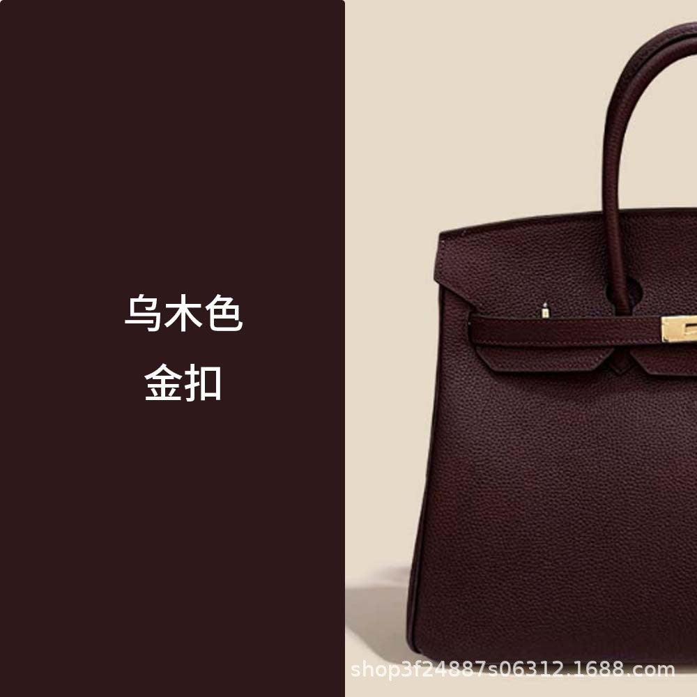 Premium Top-Layer Cowhide Leather with Pebbled Texture, Birkin-Inspired Tote Bag for Women, Spacious Large Capacity Top-Handle Shoulder Crossbody Handbag with Luxurious Feel