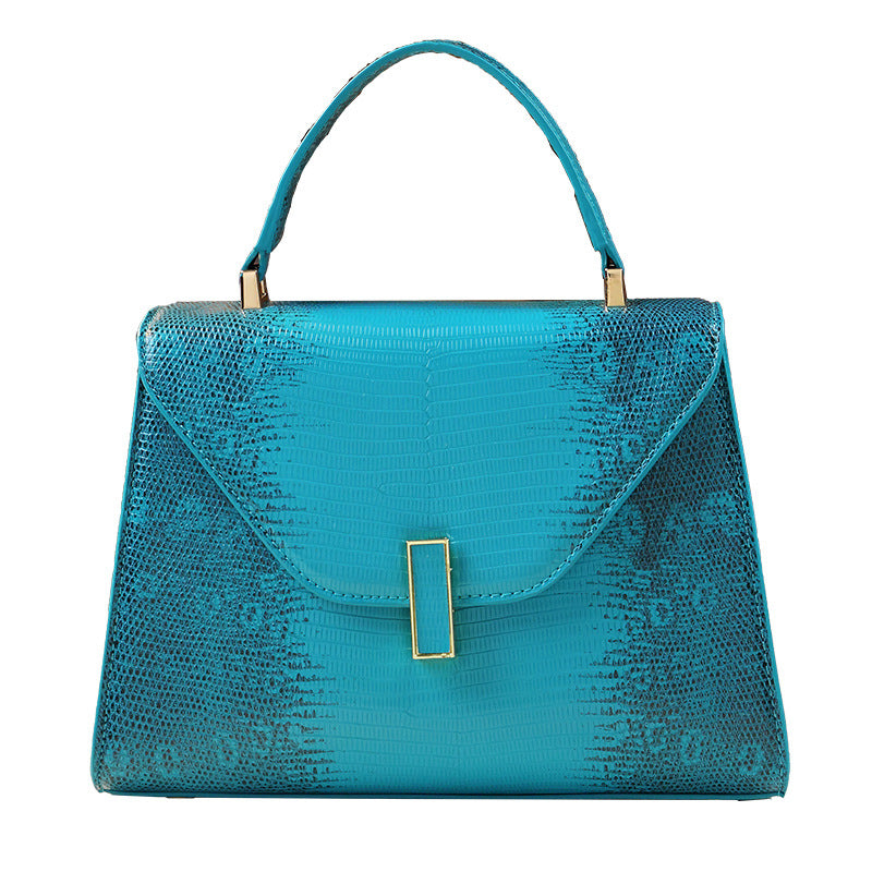 Snakeskin Kelly Bag for Women Elegant Top Handle Shoulder Crossbody Handbag, Trendy Exotic Texture Purse with Sophisticated Hardware Accent
