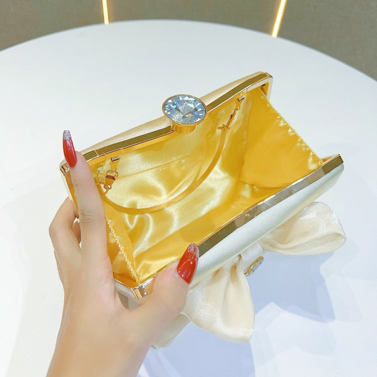 Women's Vintage Bow Exquisite Evening Bag, Fairy-Style Top-Handle Crossbody Shoulder Purse for Banquet & Party