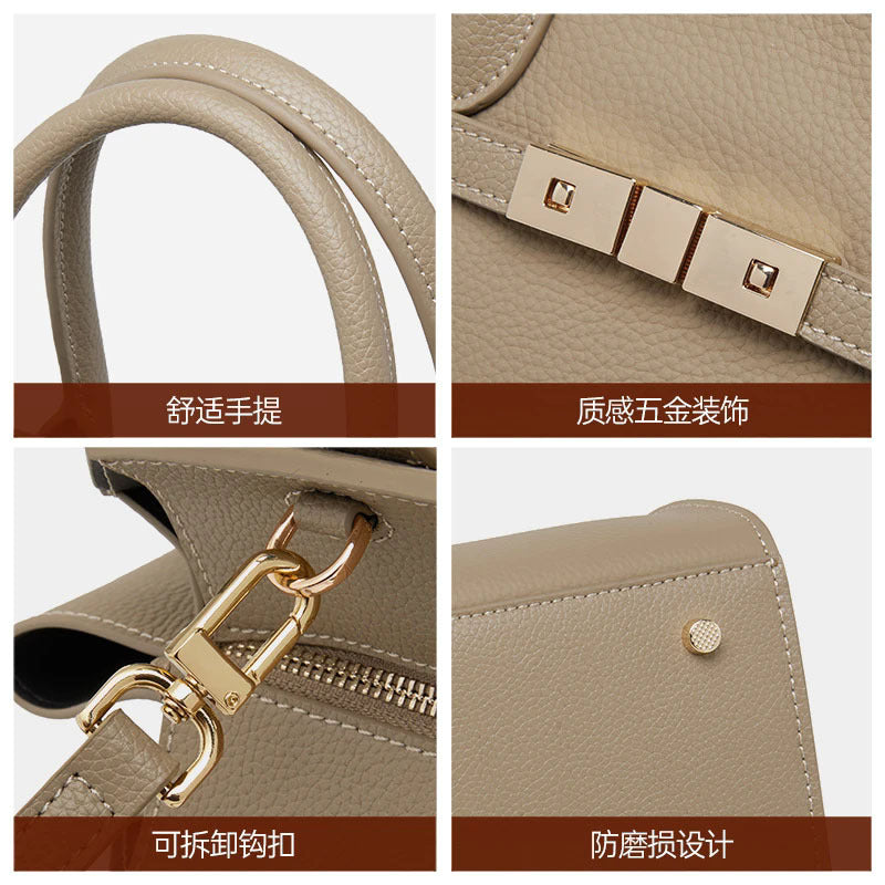 Elegant Top-Layer Cowhide Birkin-Inspired Tote Bag for Women, Premium Genuine Leather Shoulder Crossbody Handbag with Sophisticated Feel, Versatile Everyday Purse