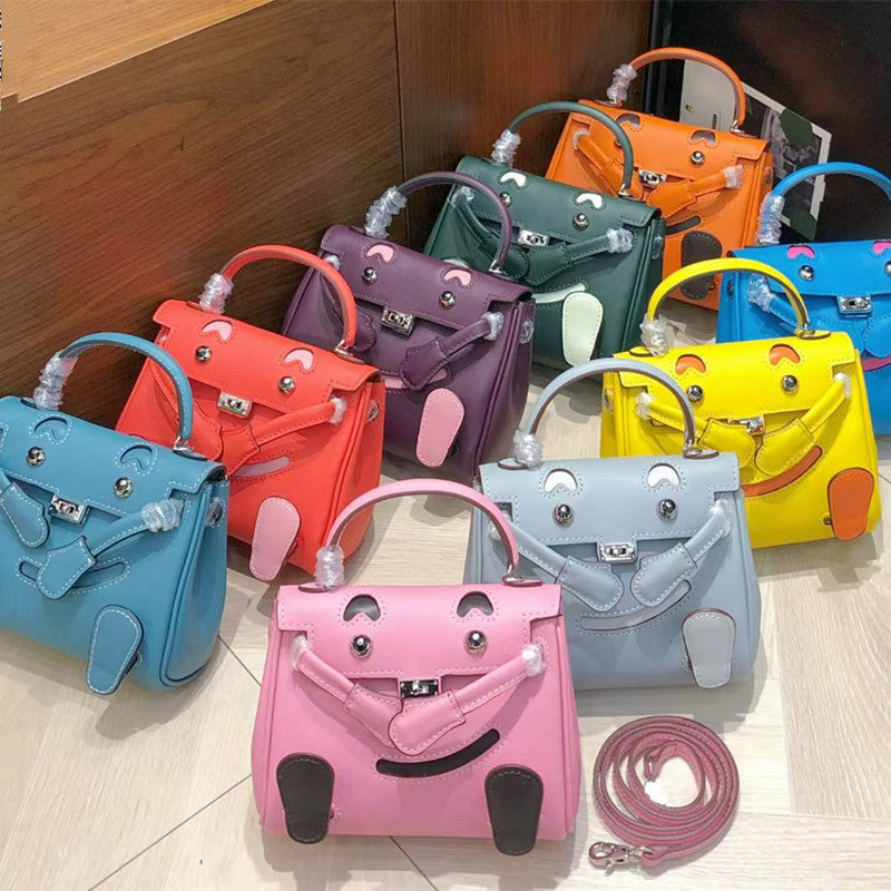 Genuine Leather Kelly Bag for Women Doll Calfskin Cute Top Handle Shoulder Crossbody Purse, Large Capacity Stylish Handbag with Adorable Design