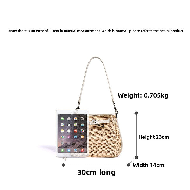 Woven Beach Bucket Bag for Women, New Summer Vacation Slouchy Shoulder Crossbody Top Handle Purse, Versatile Casual Handbag for Ladies