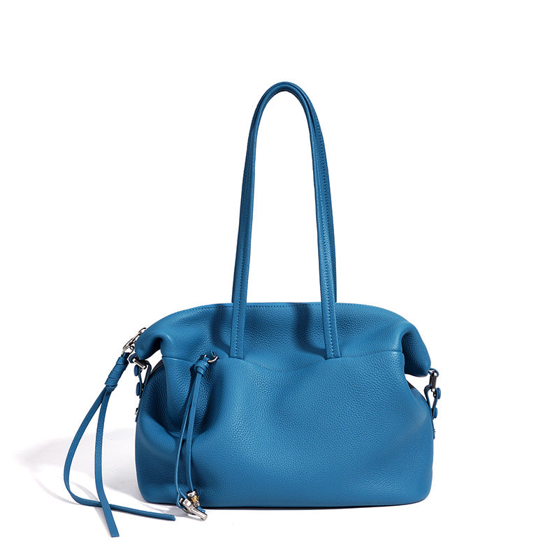 Niche Korean Style Genuine Leather Commute Bag, Premium Large Capacity Shoulder Crossbody Top Handle Purse, Versatile Handbag for Women