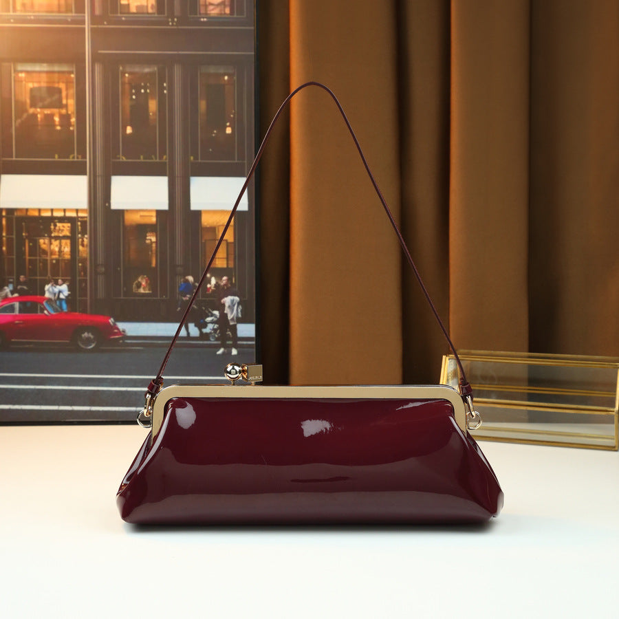 Glossy Round Ball Metal Clip Baguette Bag for Women Large Capacity Evening Shoulder Handbag, Premium Statement Purse with Shiny Hardware Accent