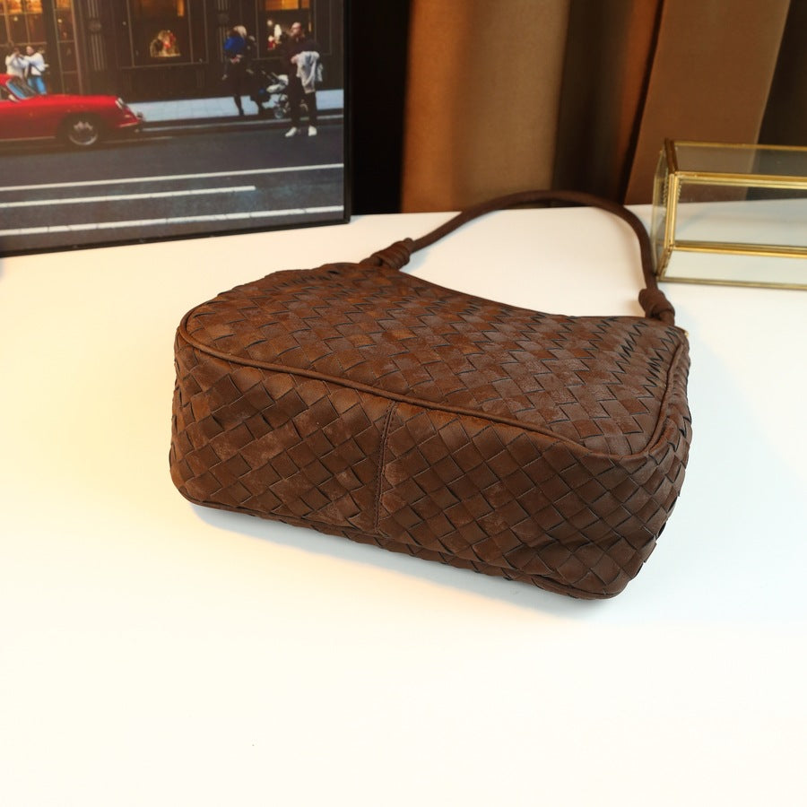 Vintage Woven Pillow Bag for Women Fall Winter Shoulder Crossbody Handbag, Premium Commuter Purse with Soft Textured Design