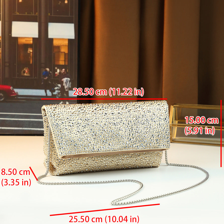 New Arrival Light Luxury Rhinestone Wedding Evening Bag for Women, A Flap Chain Crossbody Shoulder Handbag with Large Capacity & Stylish Design
