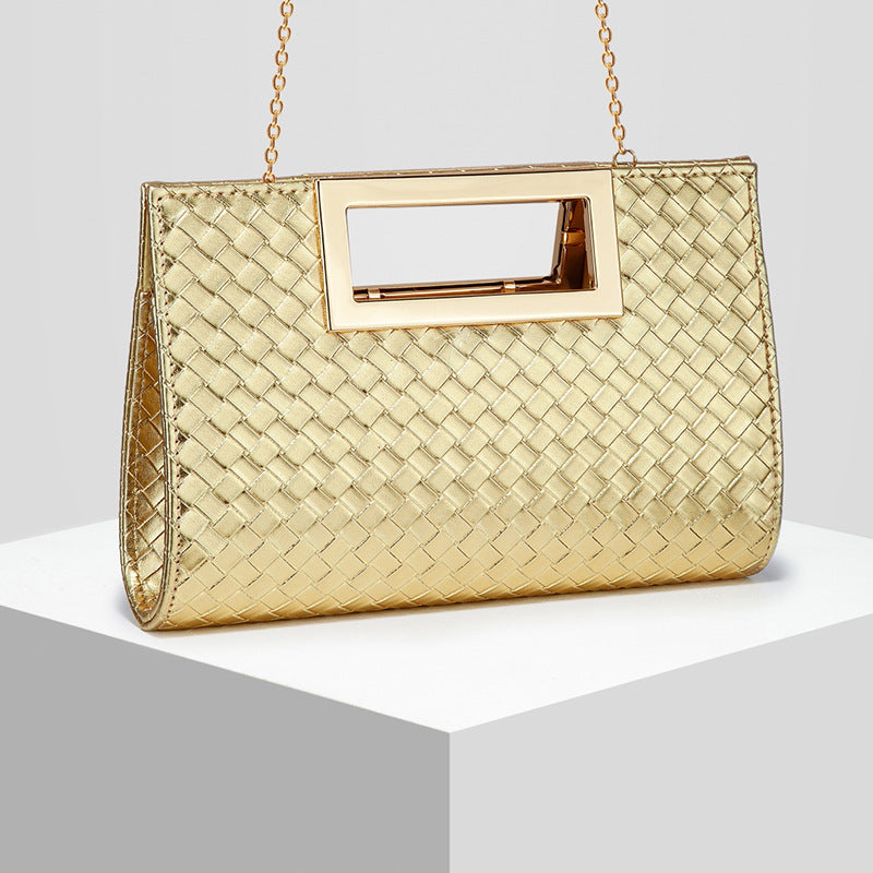 Woven Evening Clutch for Women, New Fashionable Banquet Top Handle Bag, Elegant Wedding Party Handbag for Ladies