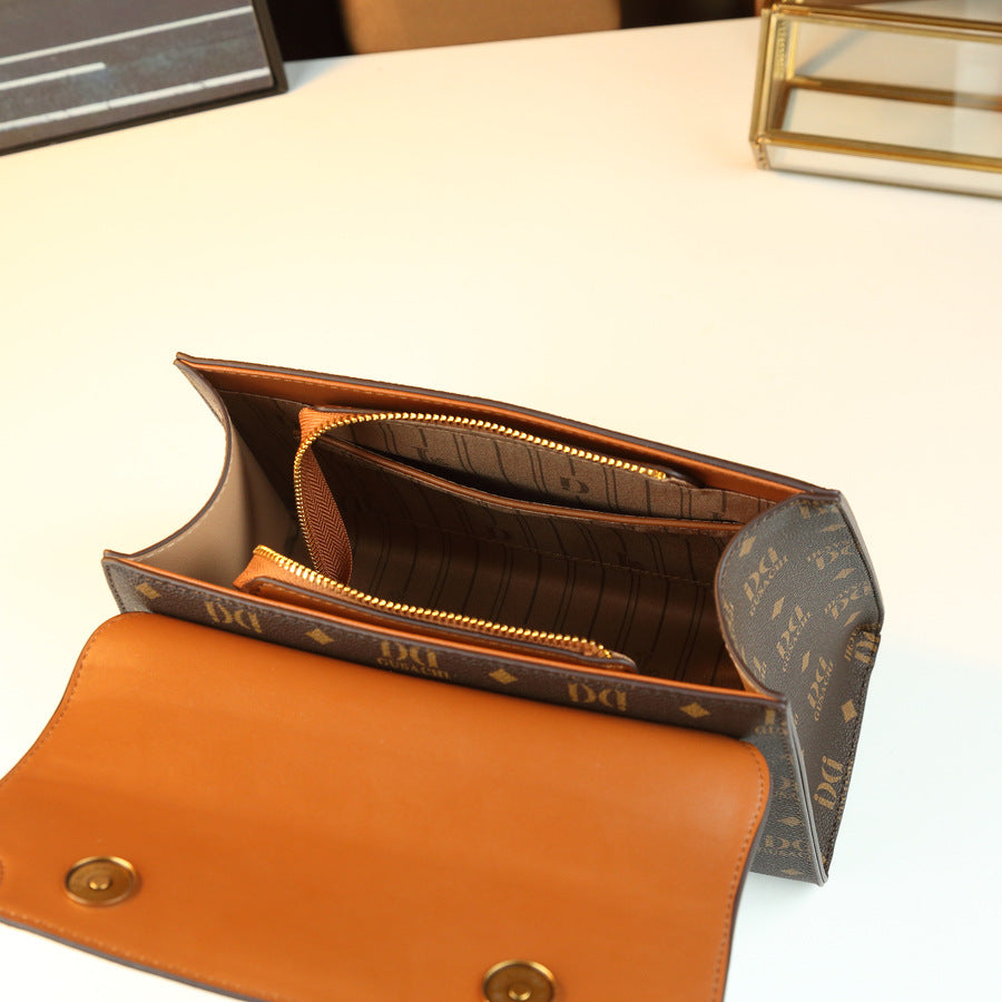 Vintage Owl Letter Print Mini Square Bag for Women Shoulder Handbag, European Fashion Versatile Purse with Unique Design
