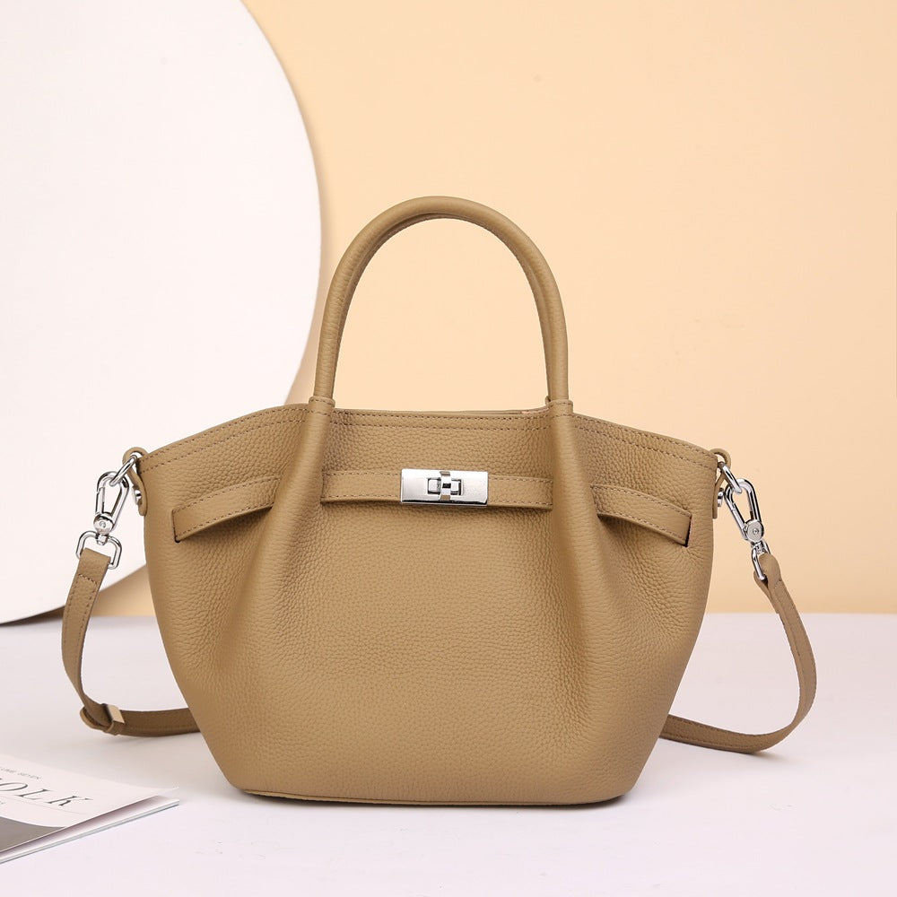 Genuine Togo Top Layer Cowhide Basket Bag for Women, Fashionable Crossbody Top Handle Shoulder Purse, Bestseller Commute Handbag for Ladies