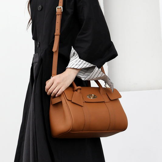 Top Layer Cowhide Minimalist Briefcase Tote for Women Large Capacity Commuter Shoulder Handbag, Vintage Versatile Purse with Timeless Design