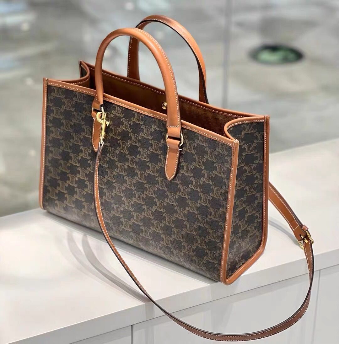 Genuine Leather Arc de Triomphe Monogram Tote Bag for Women, New Large Capacity Commute Top Handle Shoulder Purse, Fashionable Casual Everyday Handbag for Ladies