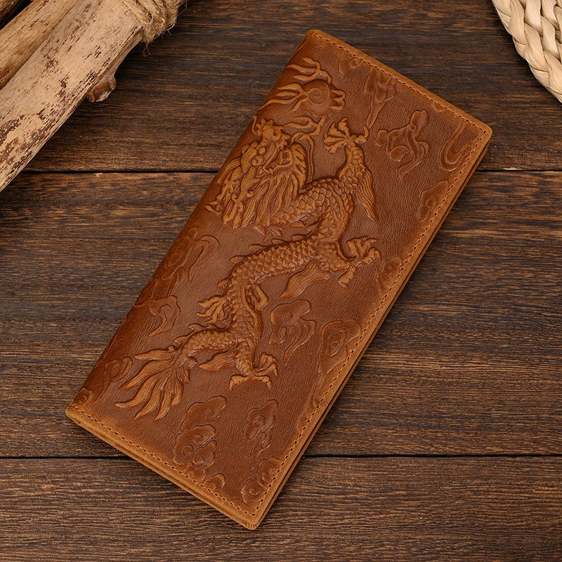 Crazy Horse Leather Multi-Card Long Wallet for Men, Minimalist Top Layer Cowhide Money Holder, Genuine Leather Wallet 8030