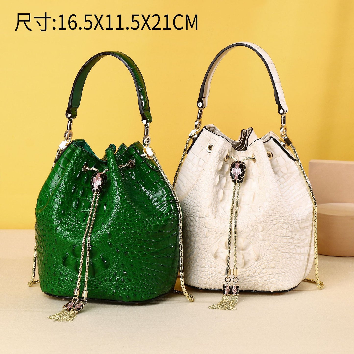 New Spring/Summer Croc-Effect Bucket Bag for Women, A Trendy Small Top-Handle Crossbody Handbag with Premium Unique Design