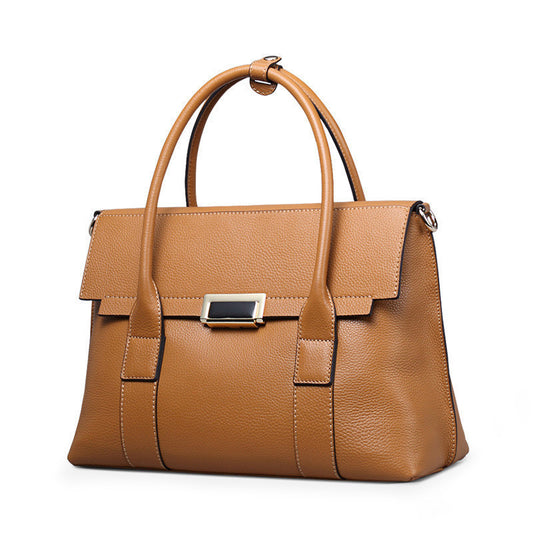 New Arrival Solid Color Genuine Leather Birkin-Inspired Tote Bag for Women, Business Commuter Top-Handle Handbag with Exquisite Stitching Detail, Premium Everyday Purse