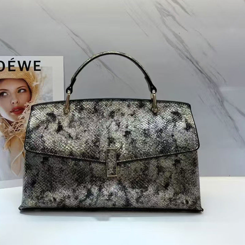 Genuine Leather Shell Bag for Women, New Premium Mom Shoulder Crossbody Top Handle Purse, Fashionable Everyday Handbag for Ladies