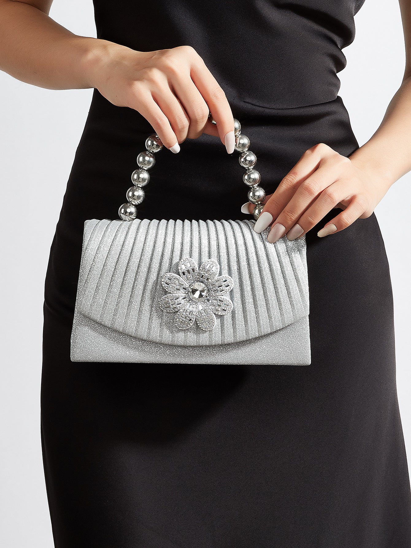 Sparkly Beaded Evening Clutch for Women, New Elegant Flap Top Handle Purse, Perfect Formal Banquet Gown Handbag for Ladies