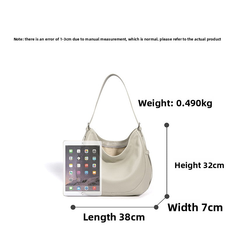 Slouchy Relaxed Genuine Leather Large Capacity Bag, European Original Niche Underarm Shoulder Crossbody Purse, Unique Handbag for Women