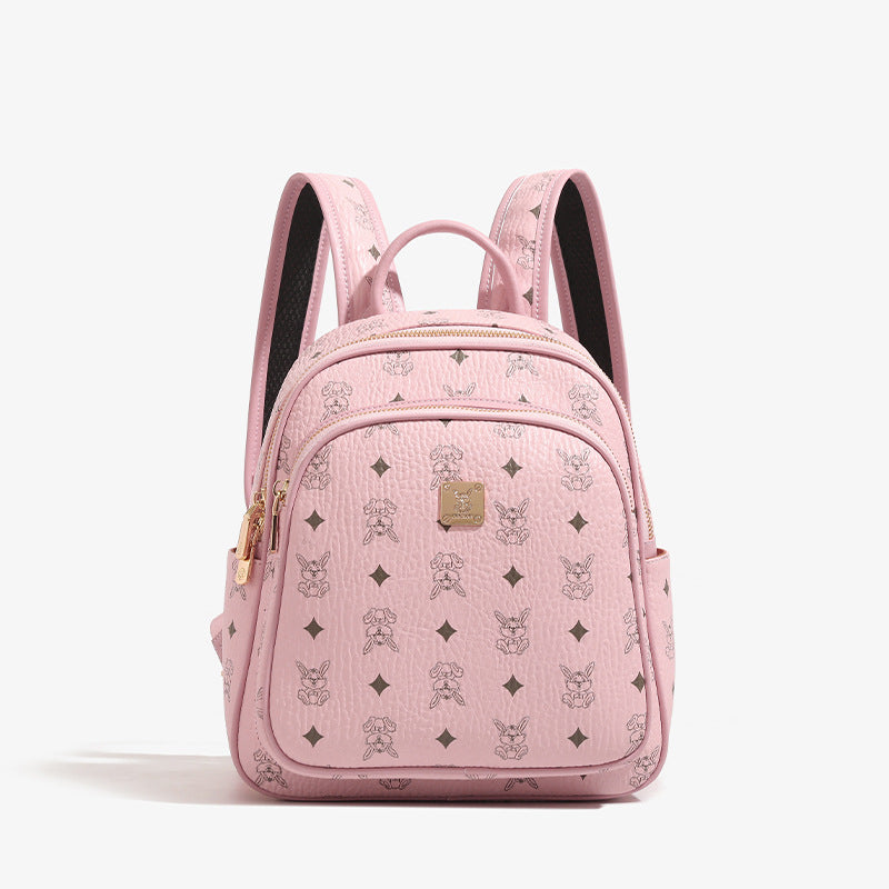 Genuine Soft Leather Large Capacity Backpack for Women, New Trendy Printed Travel Commute Daypack, Casual Everyday Bag for Ladies