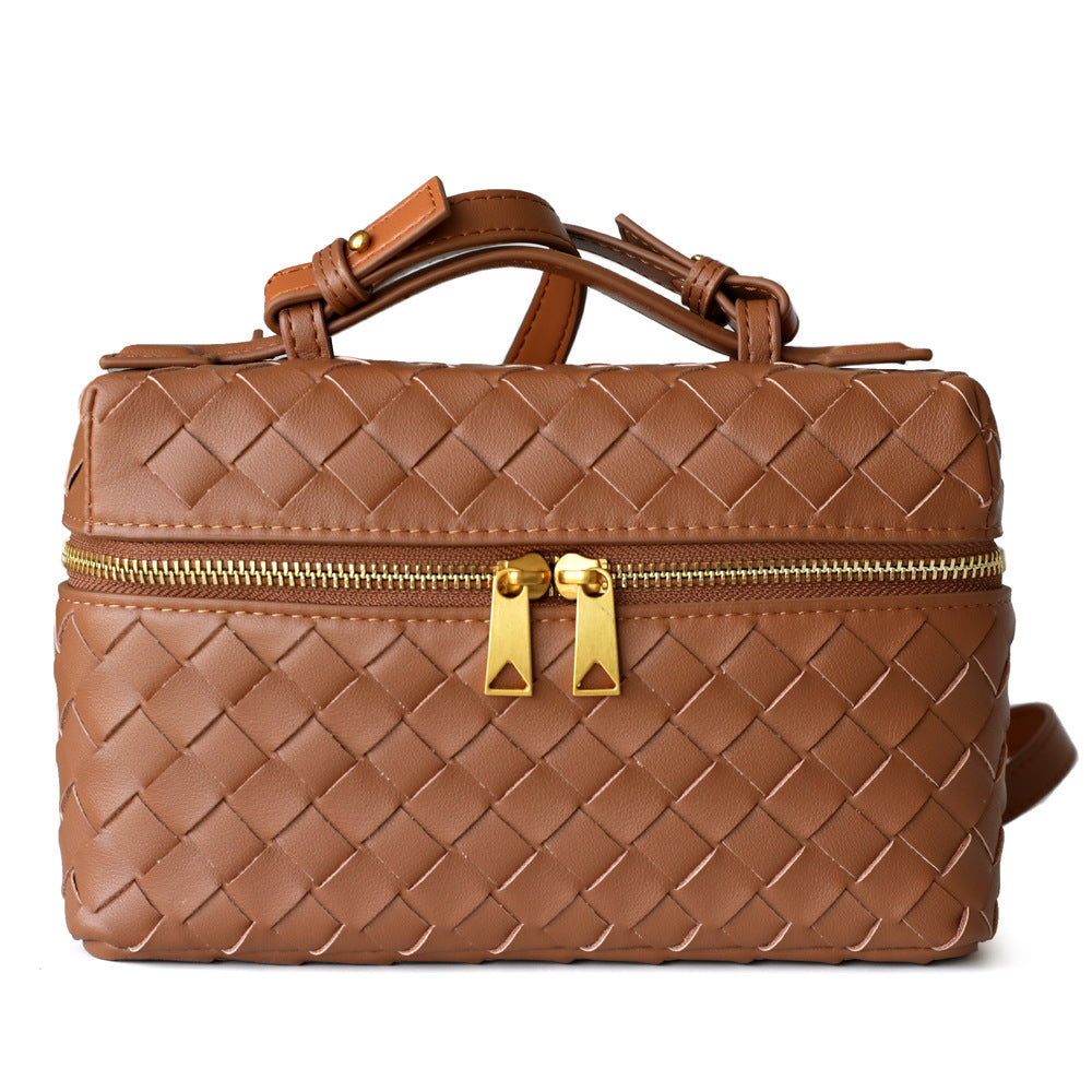 Handwoven Mini Square Bag for Women Summer Shoulder Crossbody Handbag, Celebrity-Inspired Versatile Purse with Artisan Woven Texture