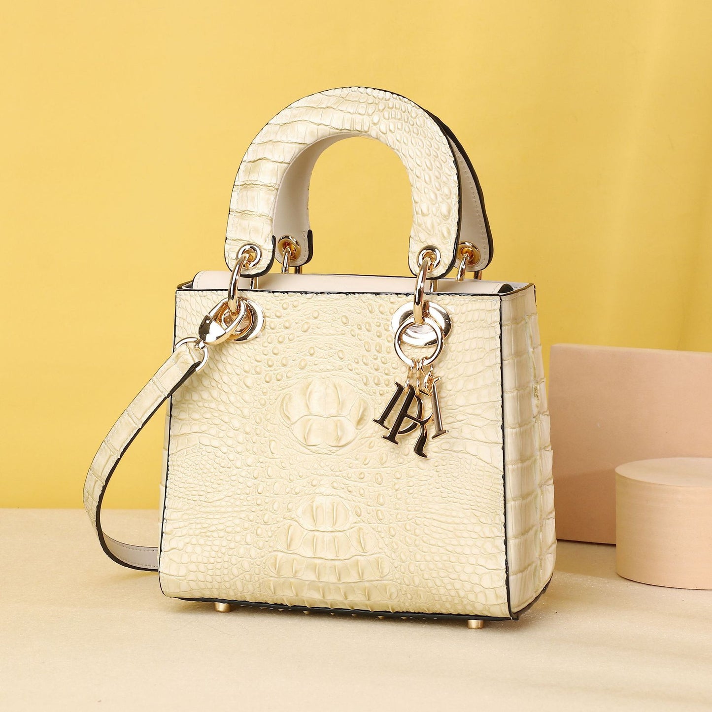 New Arrival Classic Croc-Effect 20cm Lady-Inspired Bag for Women, A Top-Handle Crossbody Shoulder Handbag with Fashionable Mini Design