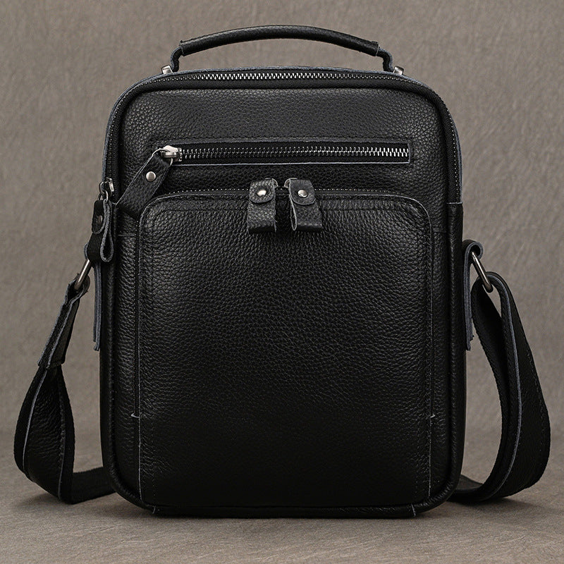 Genuine Leather Shoulder Crossbody Bag for Men, Top Handle iPad Pouch, Minimalist Fashionable Casual Bag for Men