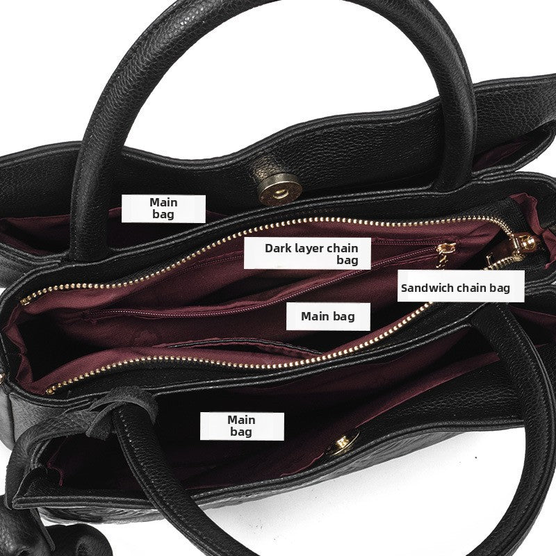 Genuine Cowhide Embossed Large Capacity Handbag for Women, Fashionable Top Handle Crossbody Purse, Chic Versatile Bag for Ladies