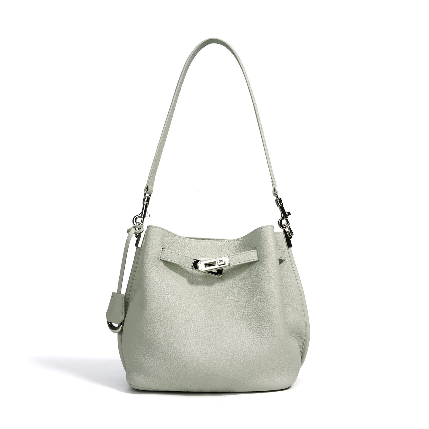 Genuine Soft Pebbled Leather Bucket Bag for Women, Fashionable Versatile Shoulder Crossbody Purse, Minimalist Niche Design Handbag for Ladies
