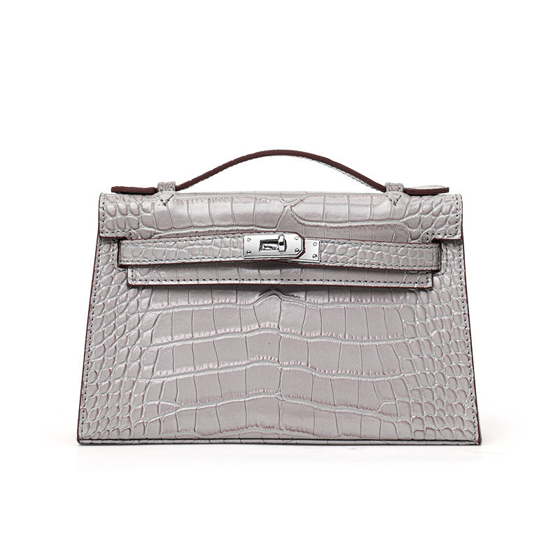 Genuine Leather Red Crocodile-Embossed Kelly-Style Handbag for Women, New Premium Shoulder Crossbody Top Handle Purse, Chic Bag for Ladies