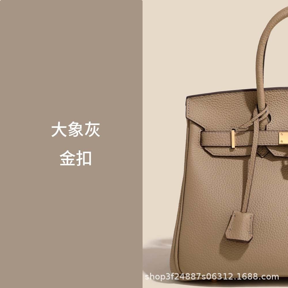 Premium Top-Layer Cowhide Leather with Pebbled Texture, Birkin-Inspired Tote Bag for Women, Spacious Large Capacity Top-Handle Shoulder Crossbody Handbag with Luxurious Feel