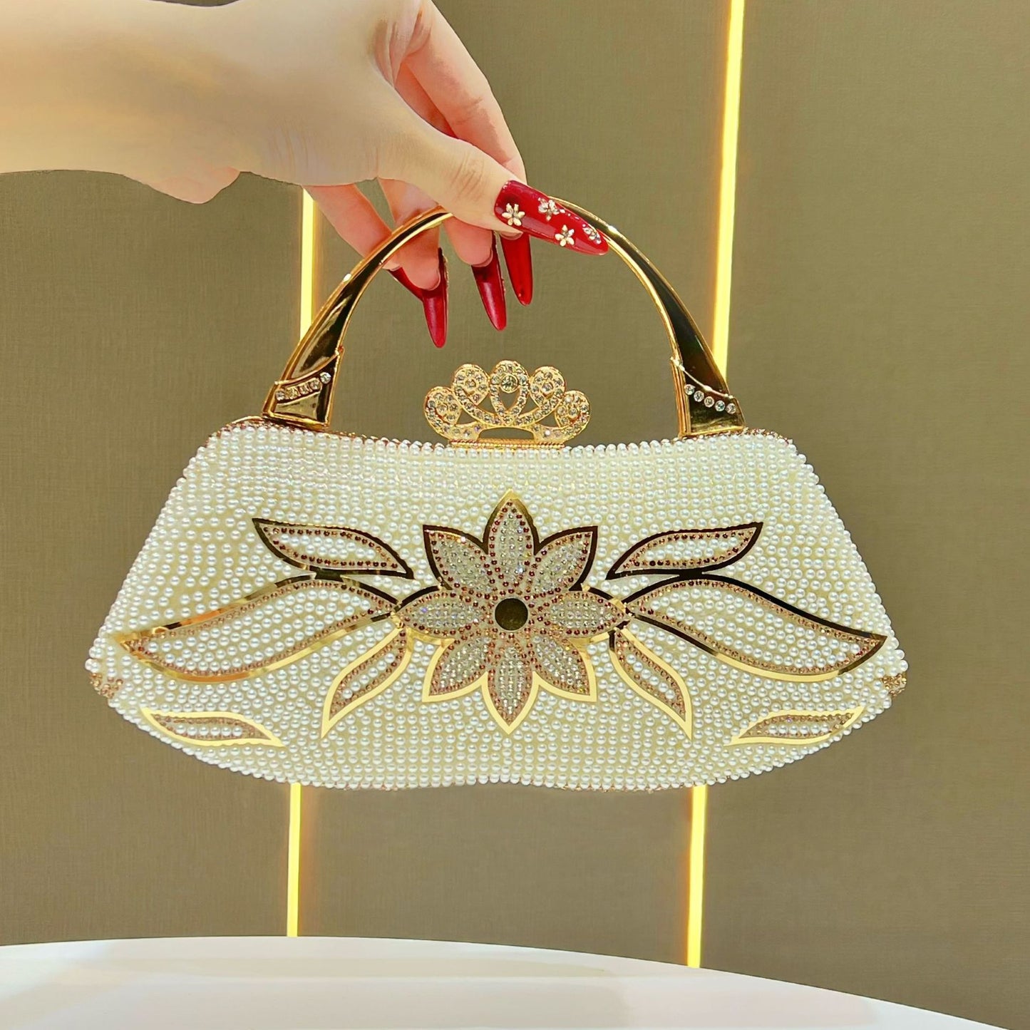 Elegant Wedding Evening Clutch Bag for Women, Fairy Top Handle Purse, Premium Banquet Handbag, Gown Party Dress Handbag for Ladies
