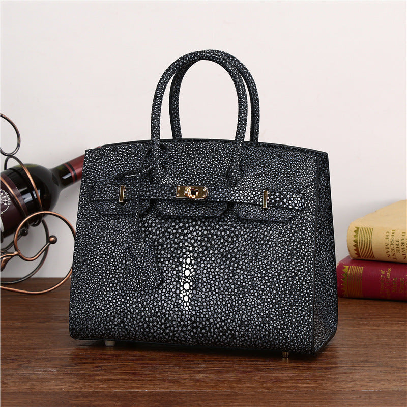 New Arrival Starlight Rhinestone Genuine Leather Birkin-Inspired Small Bag for Women, Pearl-Effect Crossbody Shoulder Handbag Perfect for Banquets & Special Occasions