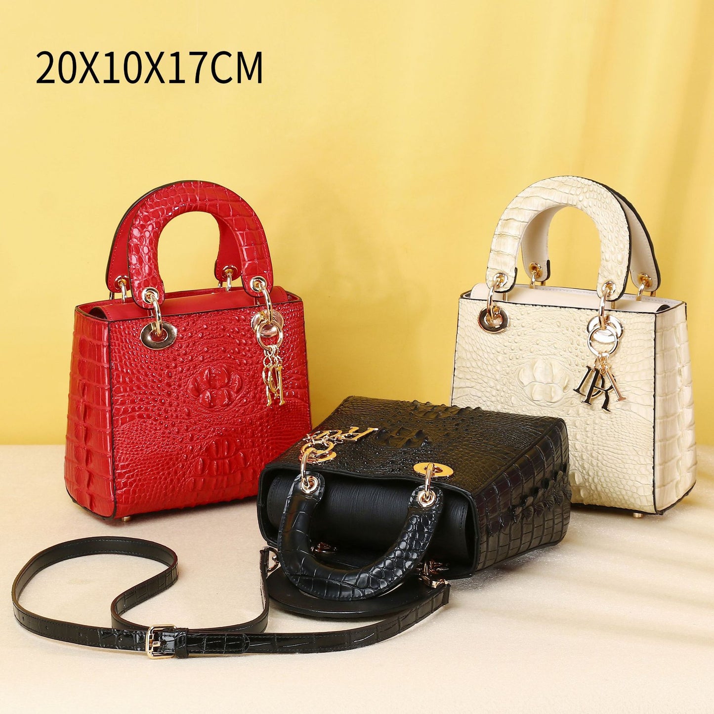 New Arrival Classic Croc-Effect 20cm Lady-Inspired Bag for Women, A Top-Handle Crossbody Shoulder Handbag with Fashionable Mini Design