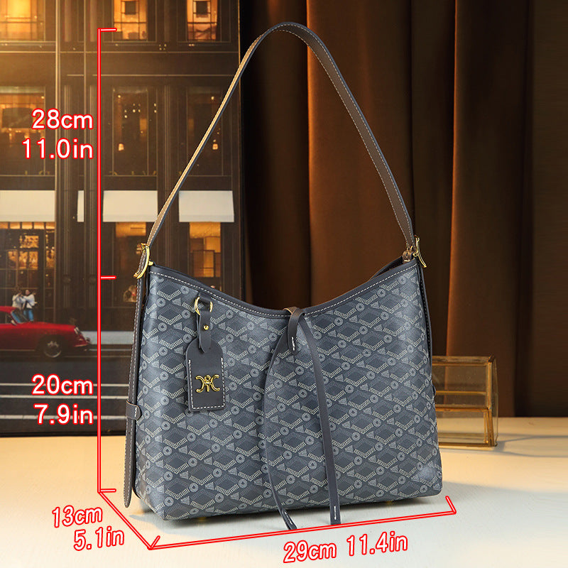 Trendy Print Underarm Tote Bag for Women Large Capacity Fall Winter Shoulder Handbag, Versatile Commuter Purse with Detachable Sub-Bag