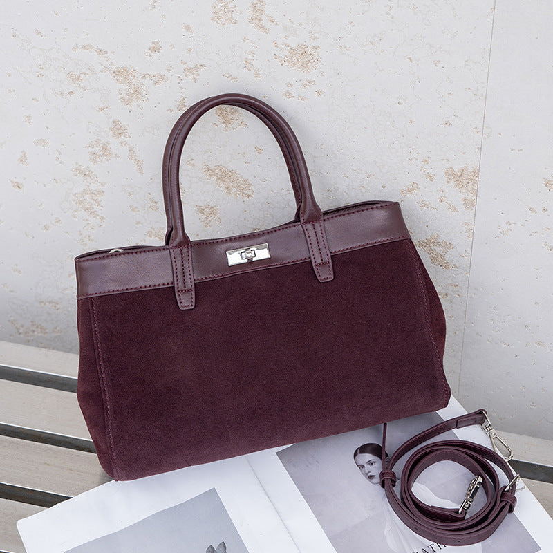 Frosted Cowhide Tote Bag for Women Large Capacity Shoulder Handbag, Elegant Stylish Purse with Soft Matte Leather Finish