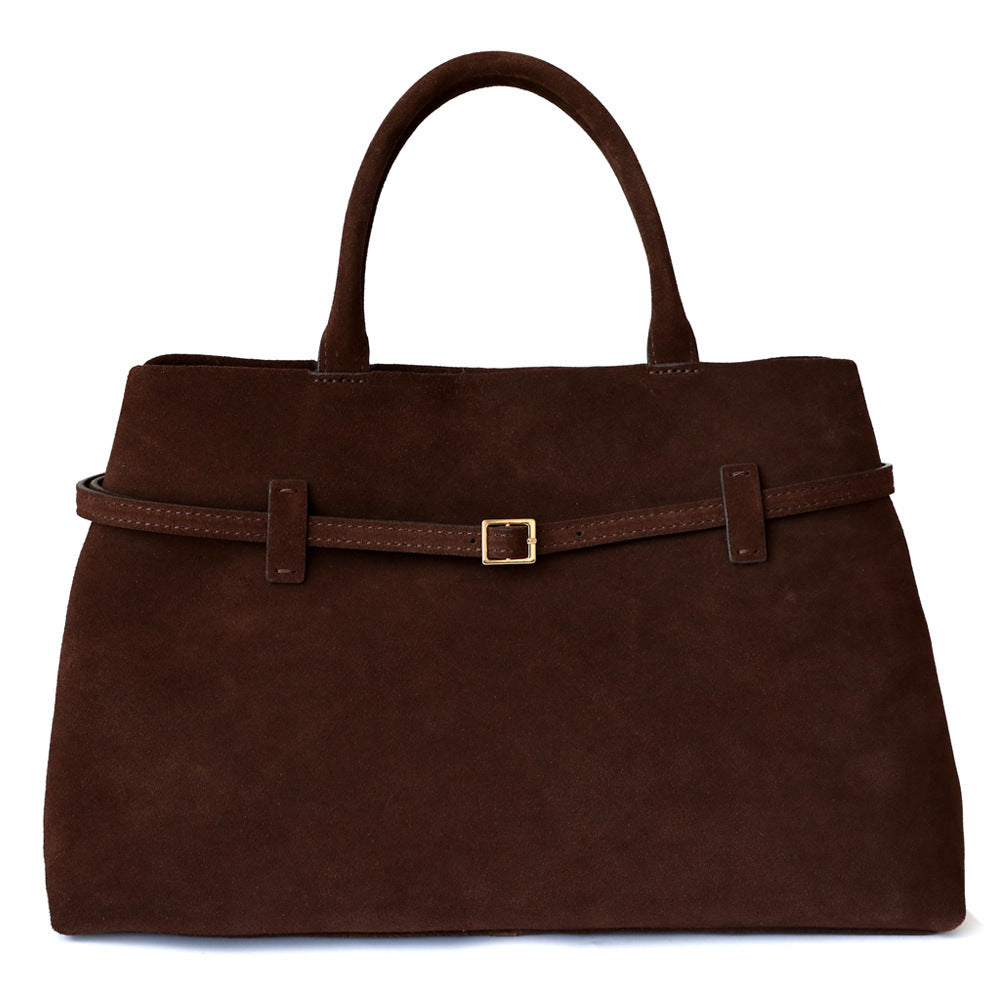 Top Layer Cowhide Commuter Tote Bag for Women Minimalist Large Capacity Genuine Leather Handbag, Premium Versatile Purse with Timeless Elegance