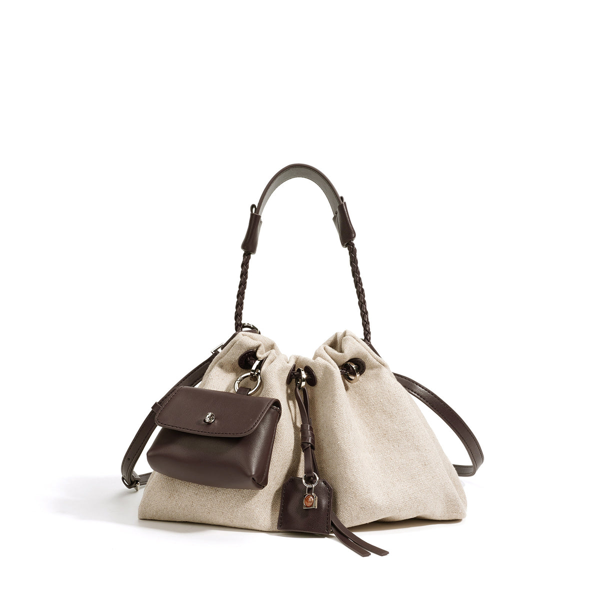 Genuine Leather Drawstring Cloud Bag for Women, Fashionable Versatile Shoulder Crossbody Top Handle Purse, Premium Minimalist Large Capacity Handbag for Ladies