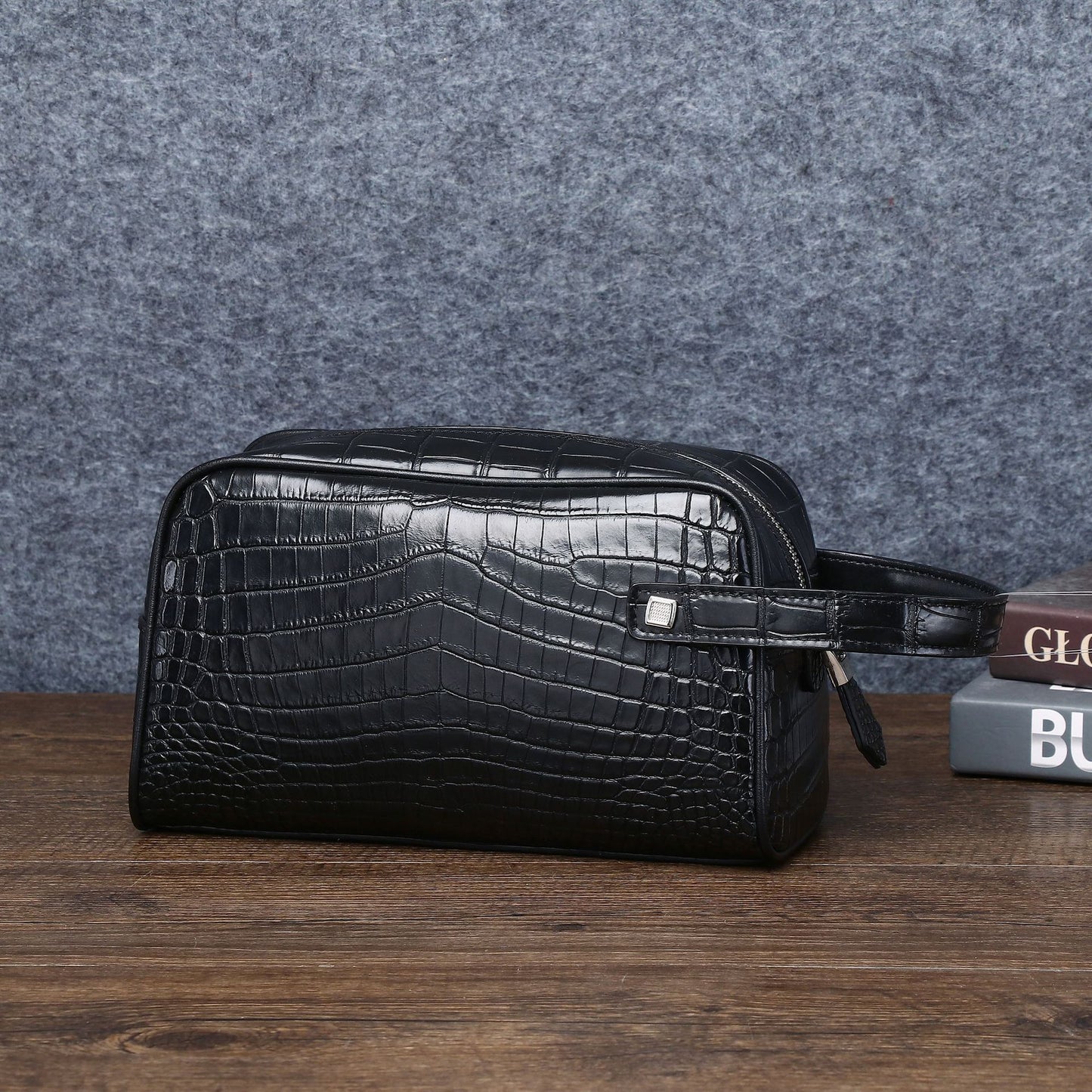 New Arrival Croc-Effect Large Executive Clutch Bag for Men, A Spacious Business Handheld Organizer with Multi-Functional Document Compartments